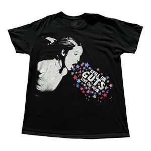 Olivia Rodrigo "Spill Ur Guts" Tour Tee Size L – Black Graphic Concert Shirt